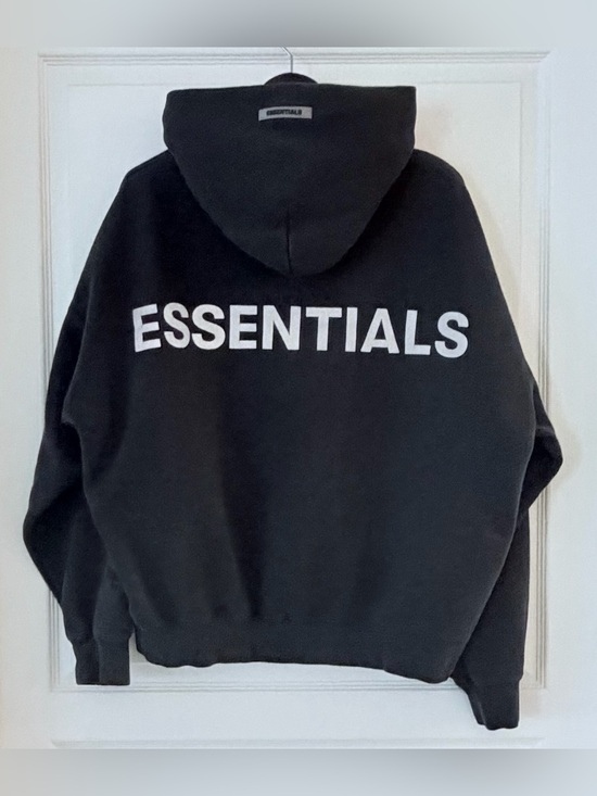 Fear of God Other - Fear of God ESSENTIALS Black Hoodie with White Back Logo